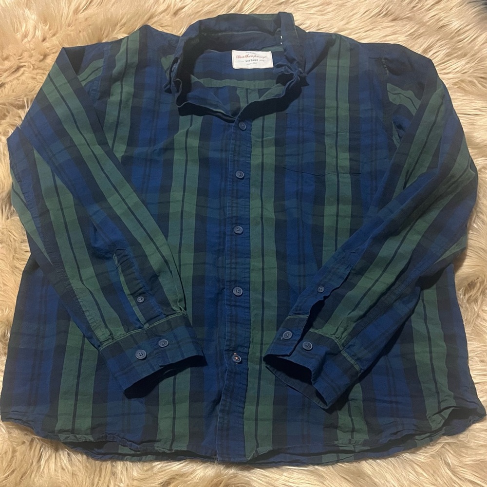 Original Weatherproof Vintage Plaid Button Down Collar Shirt